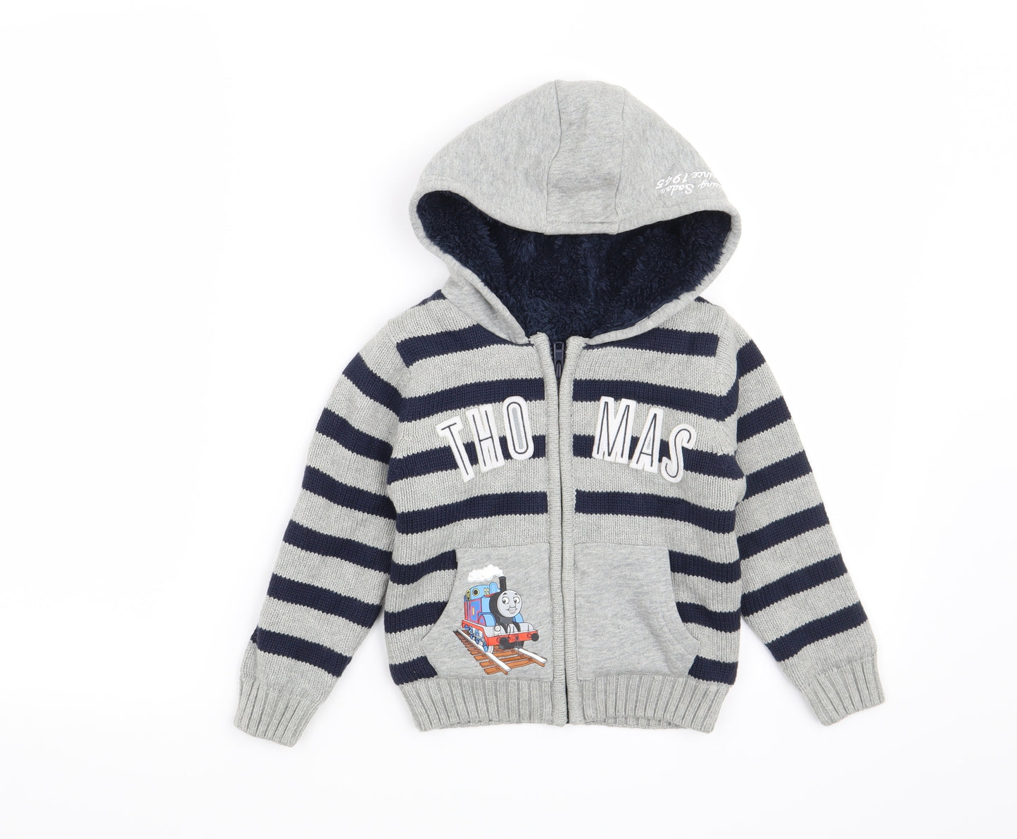 Marks and Spencer  Grey Striped  Full Zip Jumper Size 18-24 Months  - Thomas & Friends