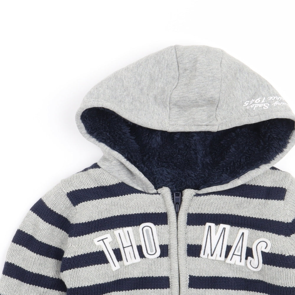 Marks and Spencer  Grey Striped  Full Zip Jumper Size 18-24 Months  - Thomas & Friends