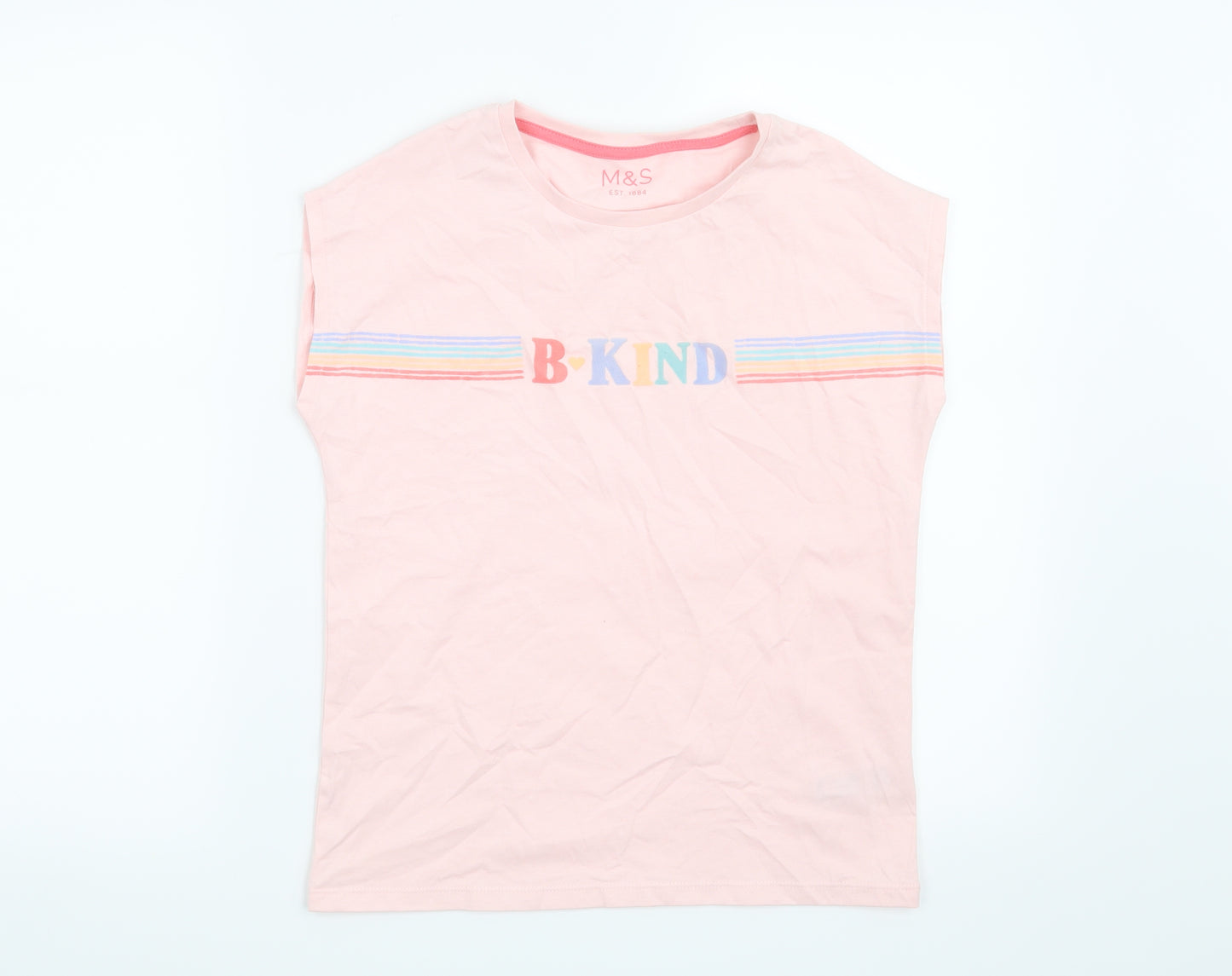 Marks and Spencer Girls Pink   Basic T-Shirt Size 9-10 Years  - Be Kind
