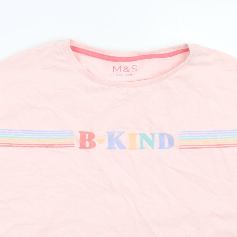 Marks and Spencer Girls Pink   Basic T-Shirt Size 9-10 Years  - Be Kind