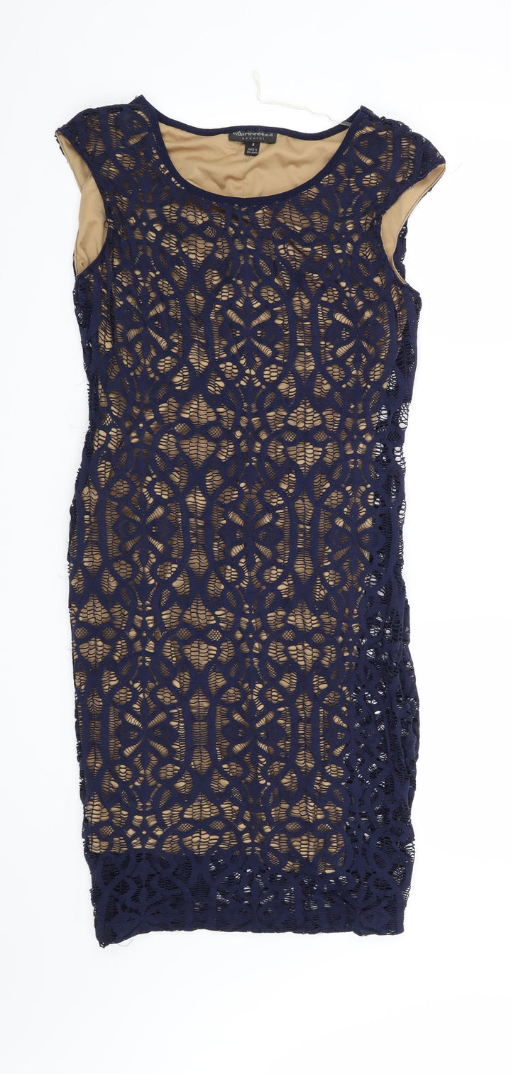 Preworn Womens Blue Floral  Shift  Size 8