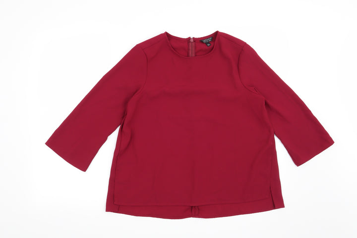 Topshop Womens Red Basic Blouse Size 8