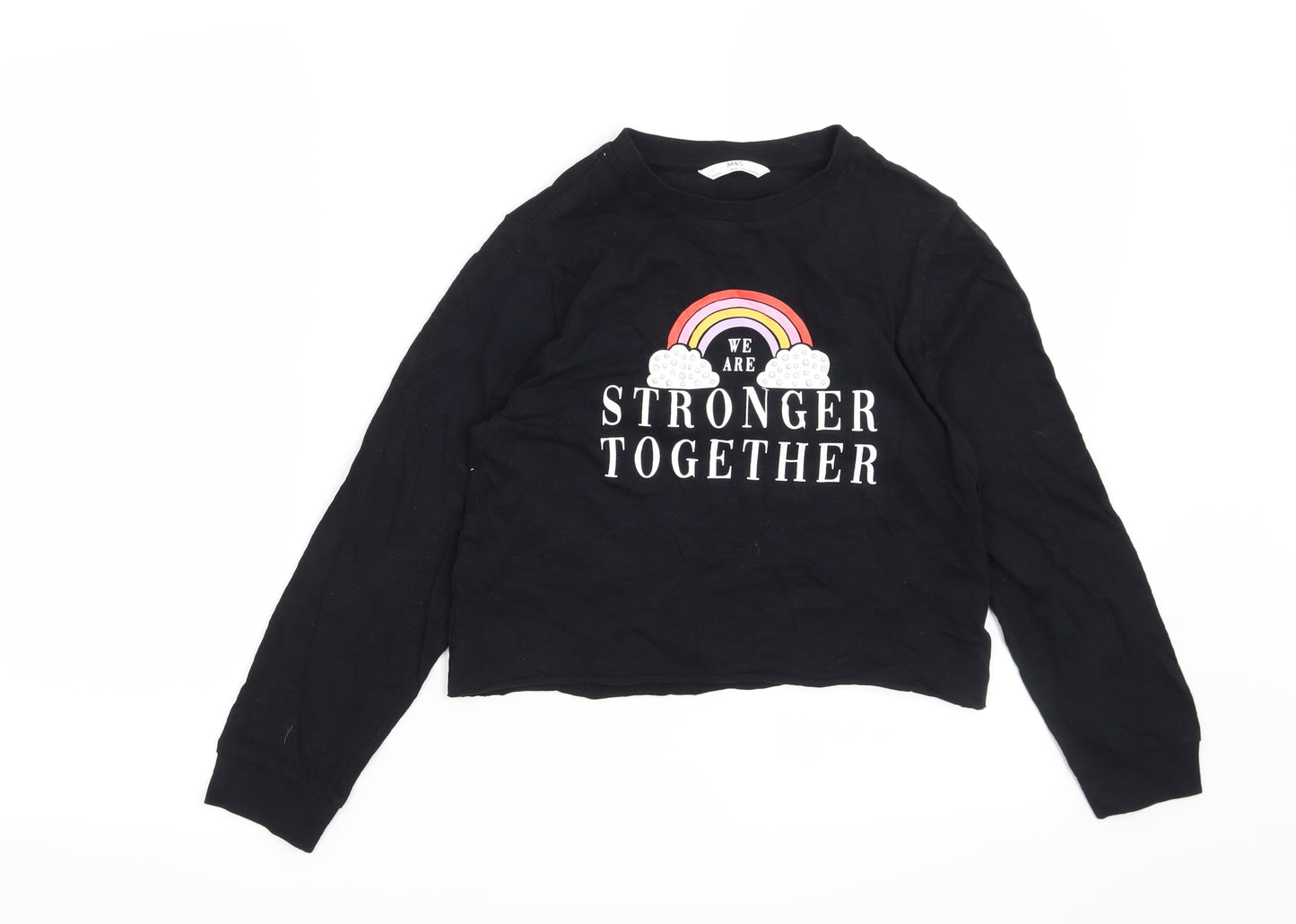 Marks and Spencer Girls Black   Basic T-Shirt Size 8-9 Years  - We are stronger together