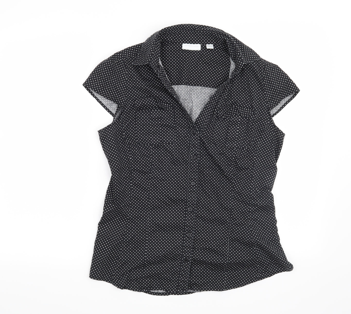 New York & Company Womens Black Polka Dot  Basic Blouse Size M