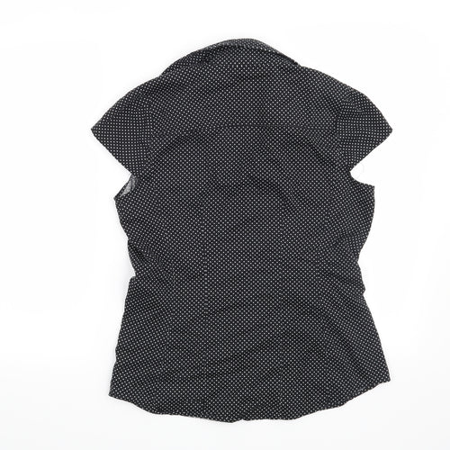 New York & Company Womens Black Polka Dot  Basic Blouse Size M