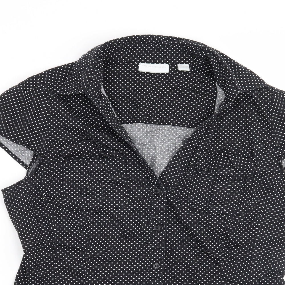 New York & Company Womens Black Polka Dot  Basic Blouse Size M