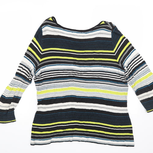 Marks and Spencer Womens Black Striped  Basic T-Shirt Size 18