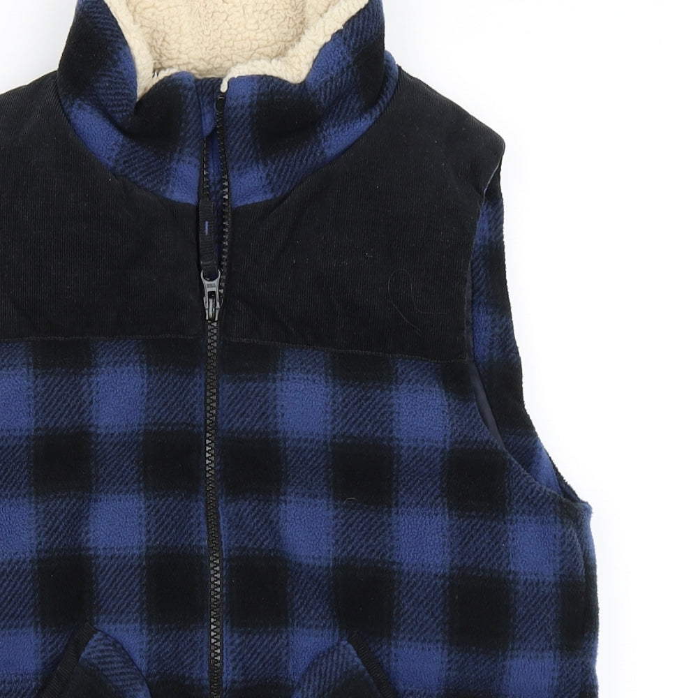 UNI QLO Boys Blue Check  Gilet Jacket Size 11 Years