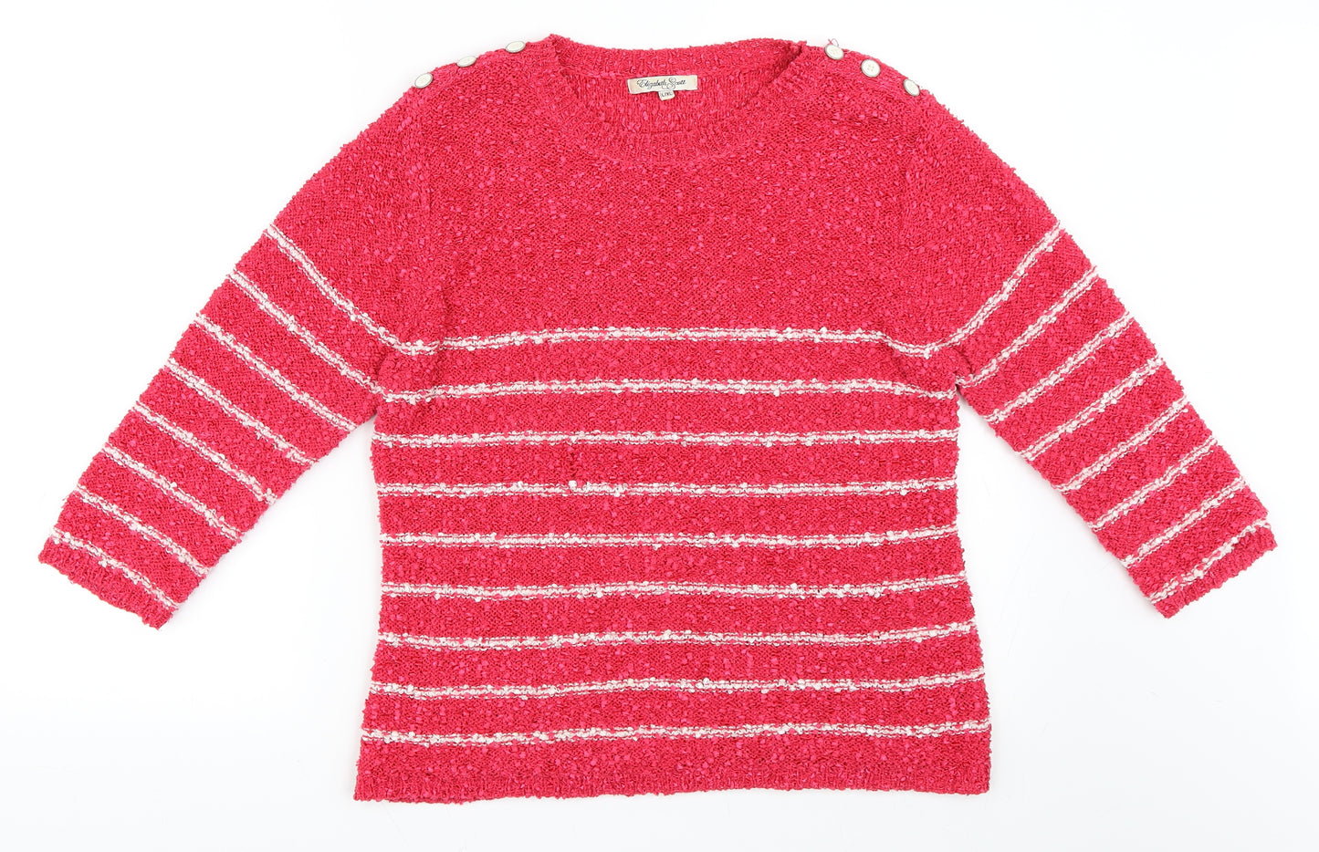 Elizabeth Scott Womens Pink Striped  Pullover Jumper Size XL