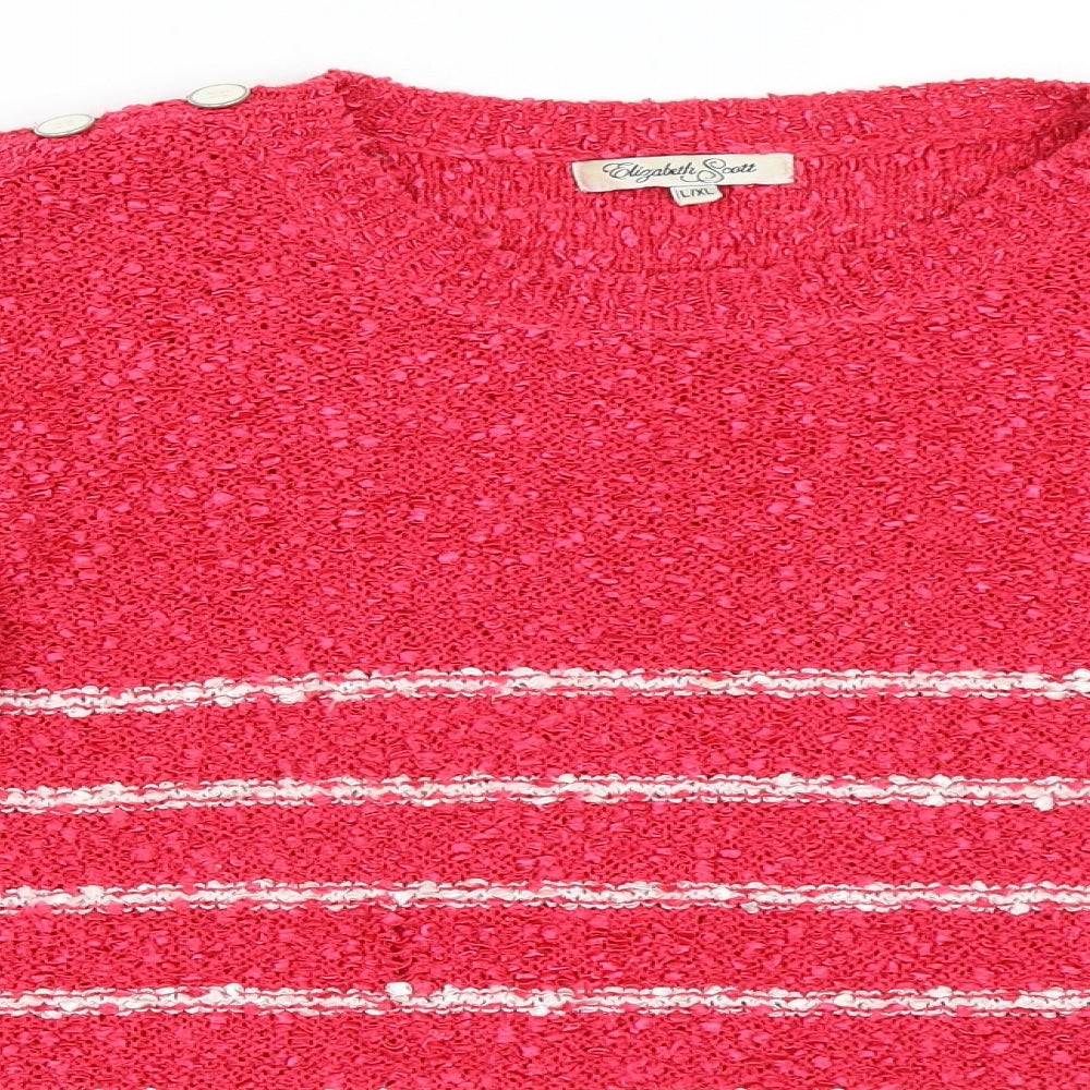 Elizabeth Scott Womens Pink Striped  Pullover Jumper Size XL