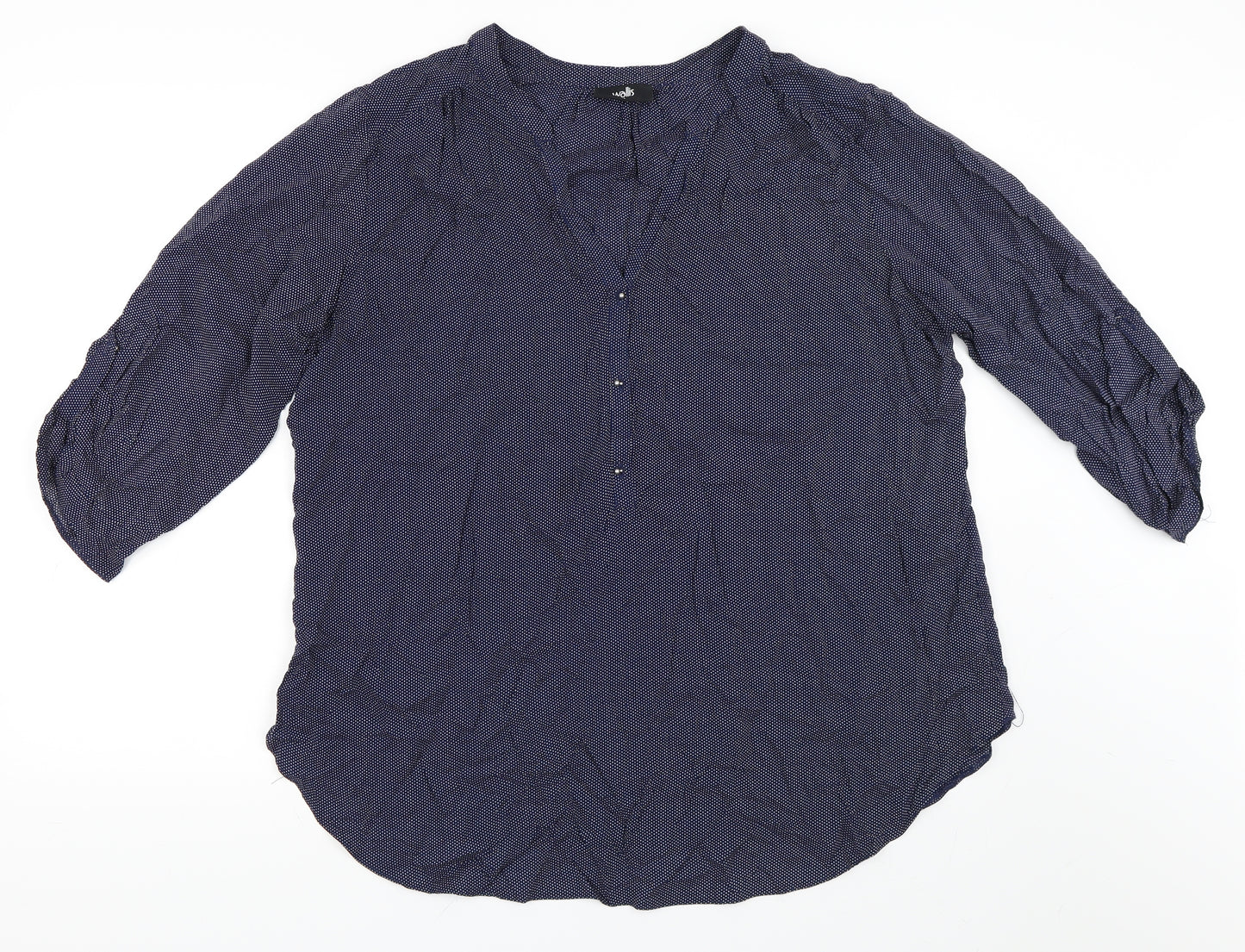 Wallis Womens Blue Polka Dot  Basic Blouse Size XL