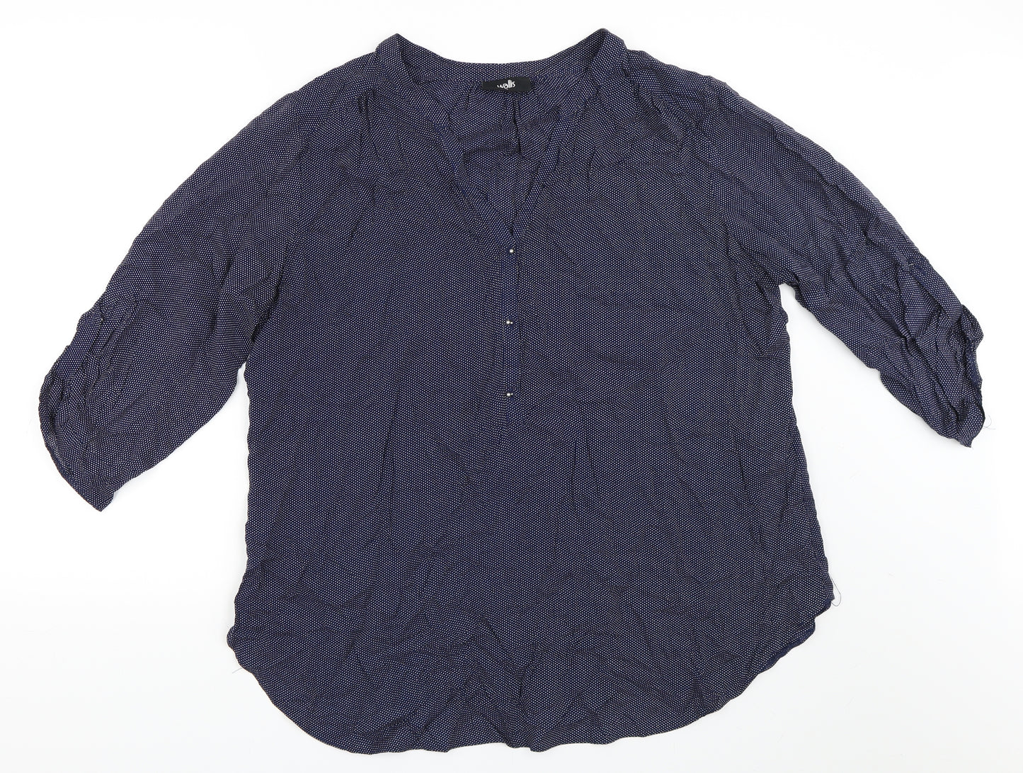 Wallis Womens Blue Polka Dot  Basic Blouse Size XL