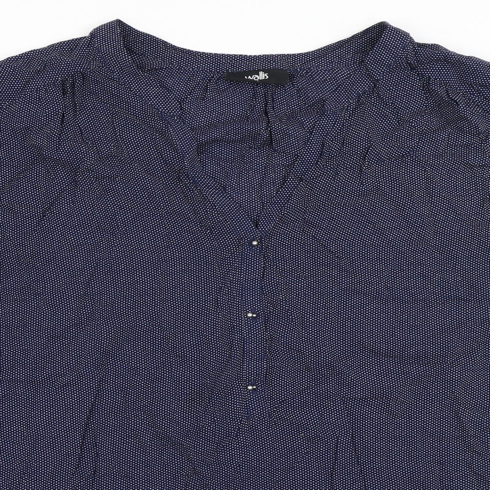 Wallis Womens Blue Polka Dot  Basic Blouse Size XL