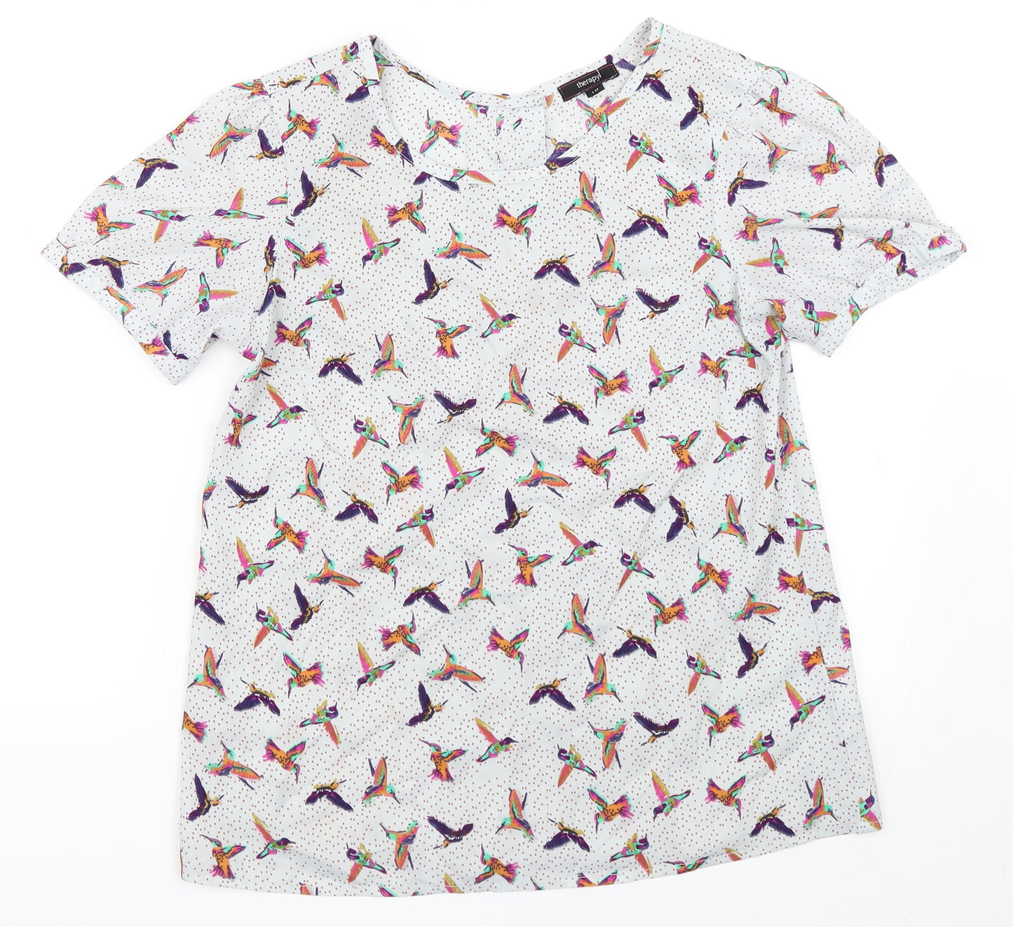 Therapy Womens Ivory   Basic Blouse Size 10  - Bird Pattern