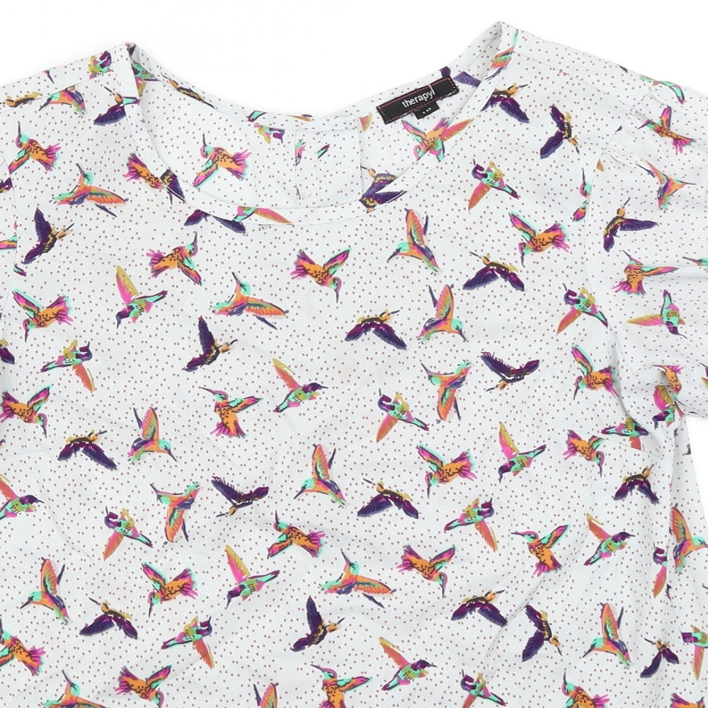 Therapy Womens Ivory   Basic Blouse Size 10  - Bird Pattern