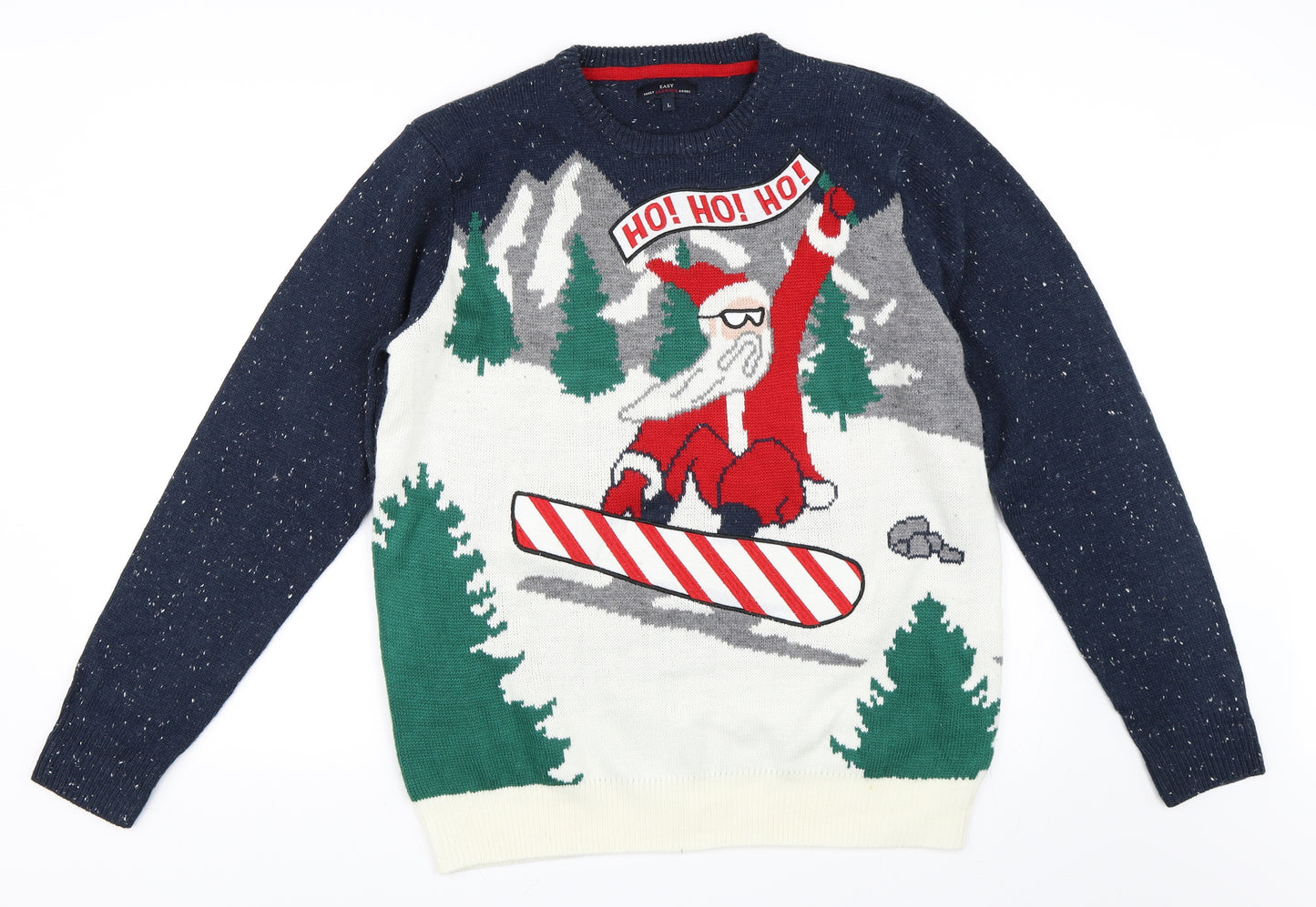 Matalan Mens Blue   Pullover Jumper Size L  - Santa Christmas Jumper