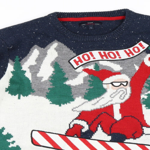 Matalan Mens Blue   Pullover Jumper Size L  - Santa Christmas Jumper