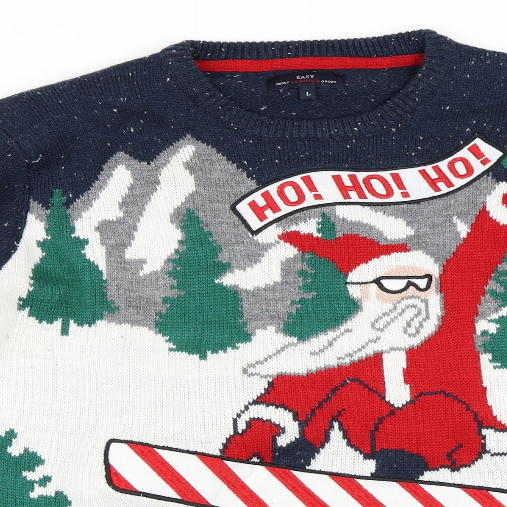 Matalan Mens Blue   Pullover Jumper Size L  - Santa Christmas Jumper