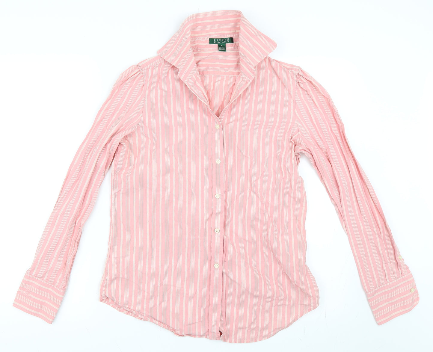 Lauren Ralph Lauren Womens Pink   Basic Button-Up Size M