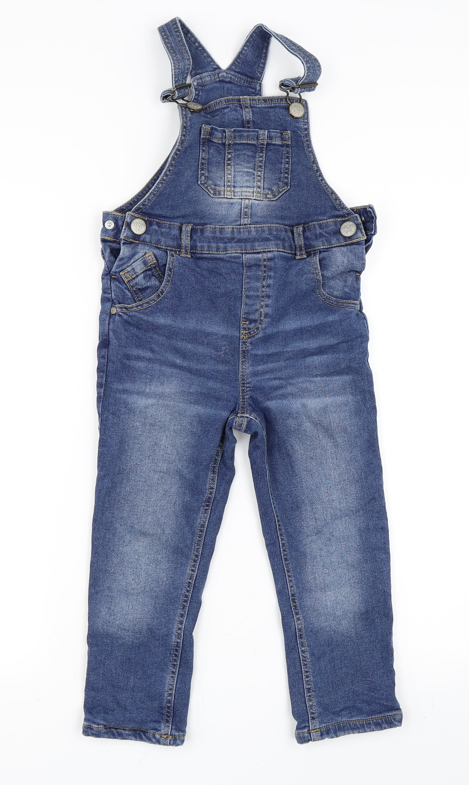 Preworn Girls Blue  Denim Dungaree One-Piece Size 4-5 Years
