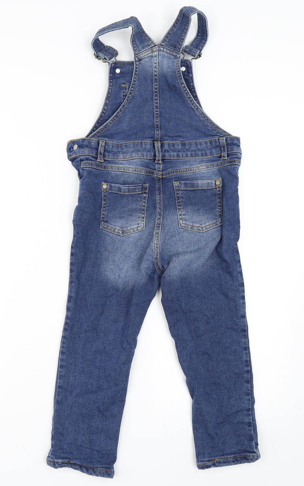 Preworn Girls Blue  Denim Dungaree One-Piece Size 4-5 Years