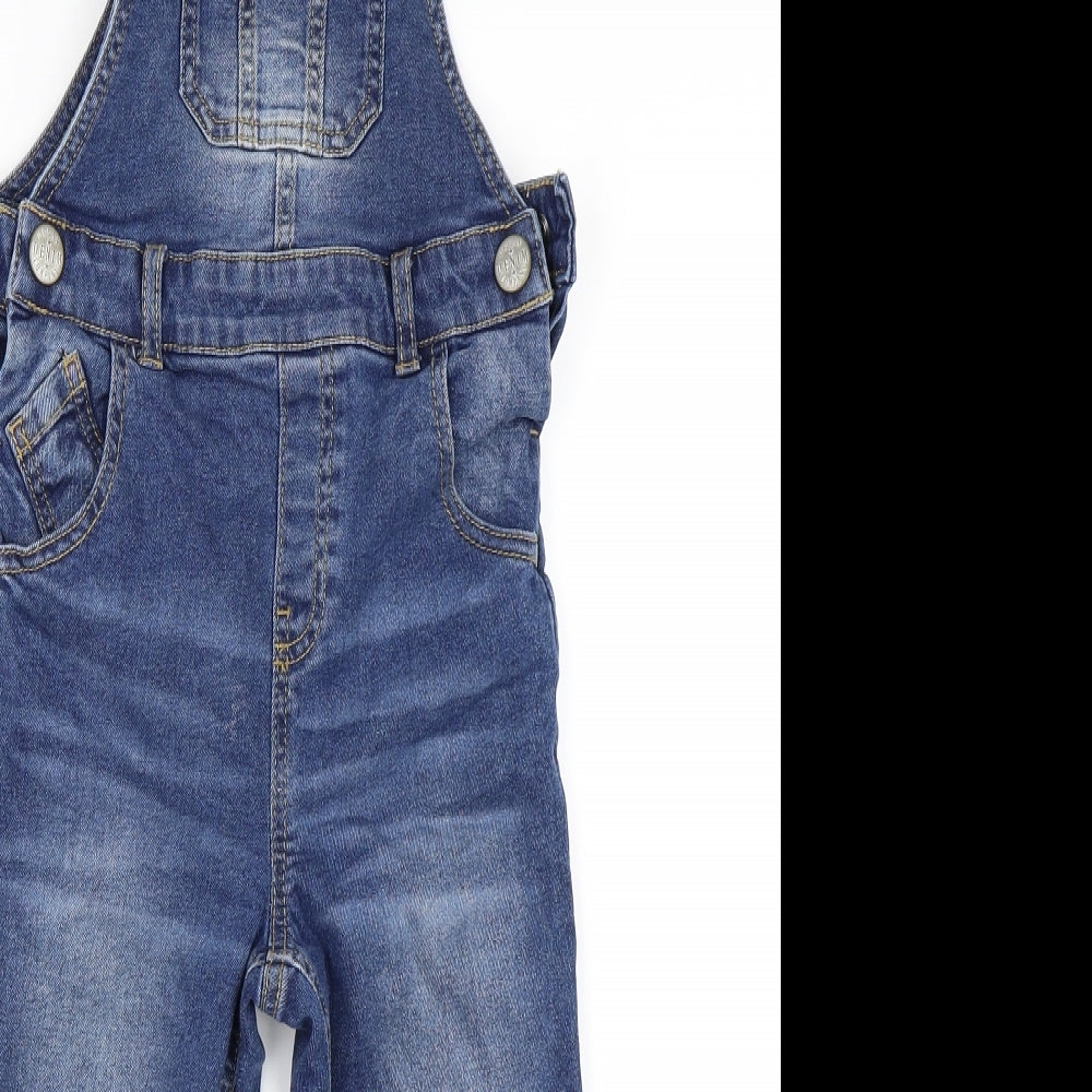 Preworn Girls Blue  Denim Dungaree One-Piece Size 4-5 Years