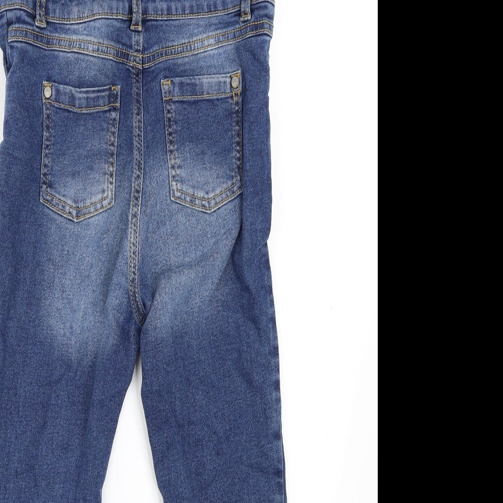 Preworn Girls Blue  Denim Dungaree One-Piece Size 4-5 Years
