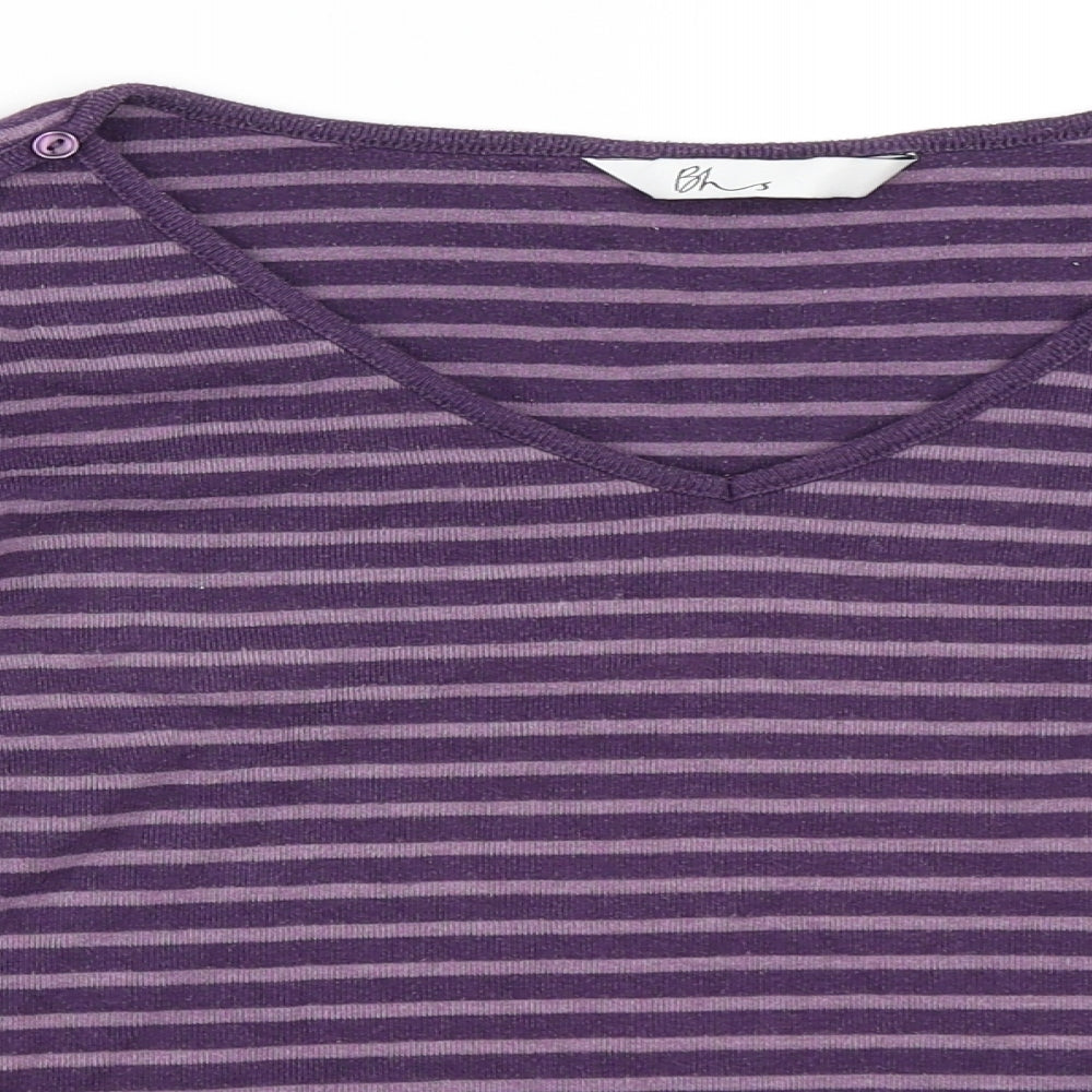 BHS Womens Purple Striped  Basic T-Shirt Size 14