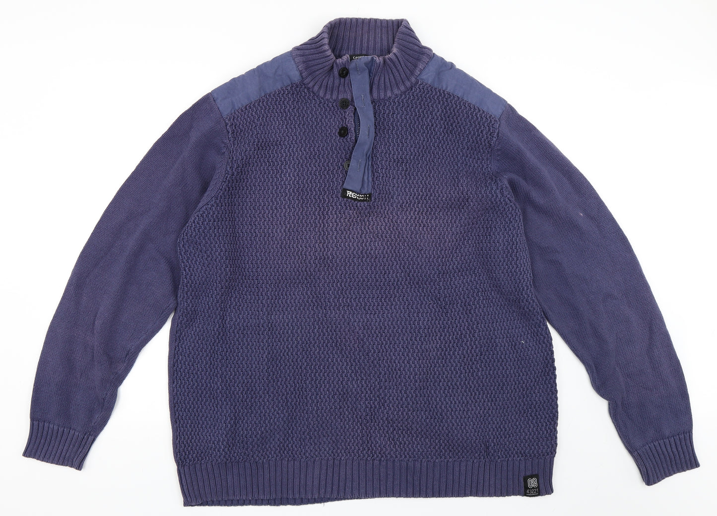 George Mens Blue   Henley Jumper Size 2XL