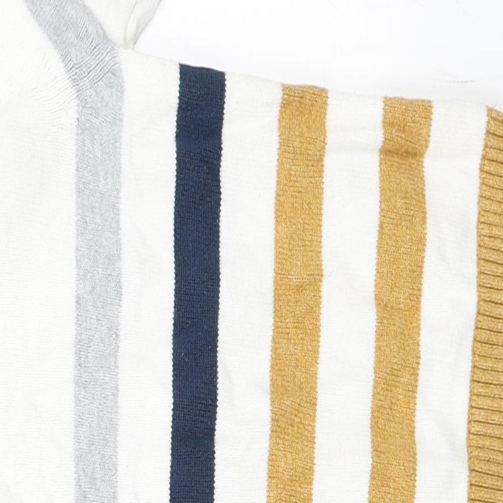 Preworn Boys White Striped  Pullover Jumper Size 3-4 Years