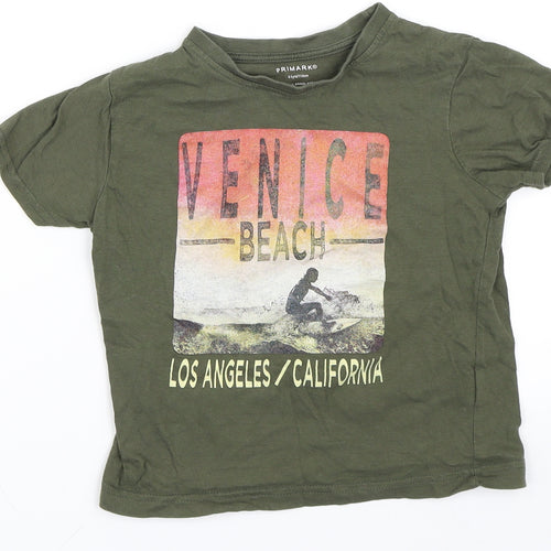 Primark Boys Green   Basic T-Shirt Size 4-5 Years  - Venice Beach California