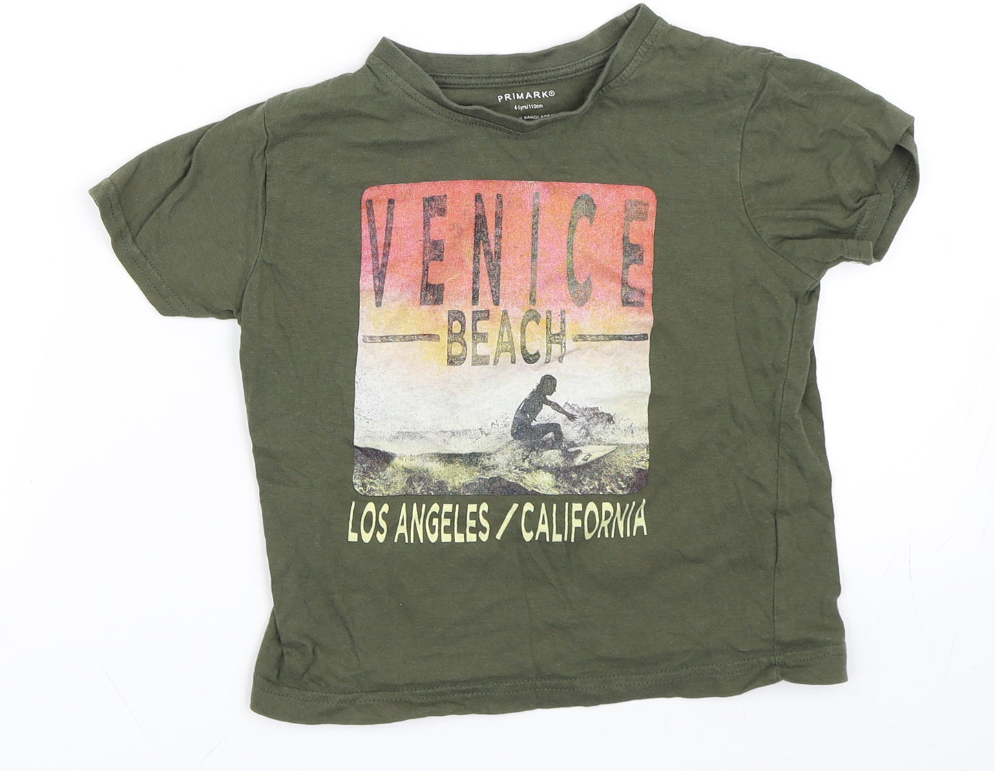 Primark Boys Green   Basic T-Shirt Size 4-5 Years  - Venice Beach California