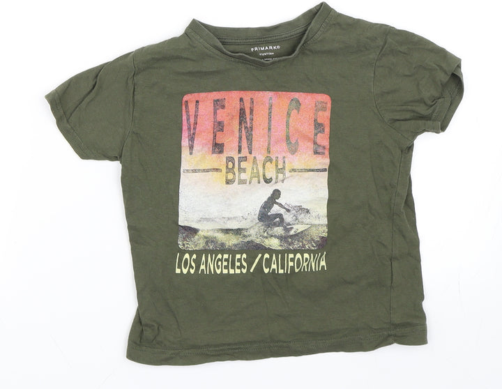 Primark Boys Green   Basic T-Shirt Size 4-5 Years  - Venice Beach California