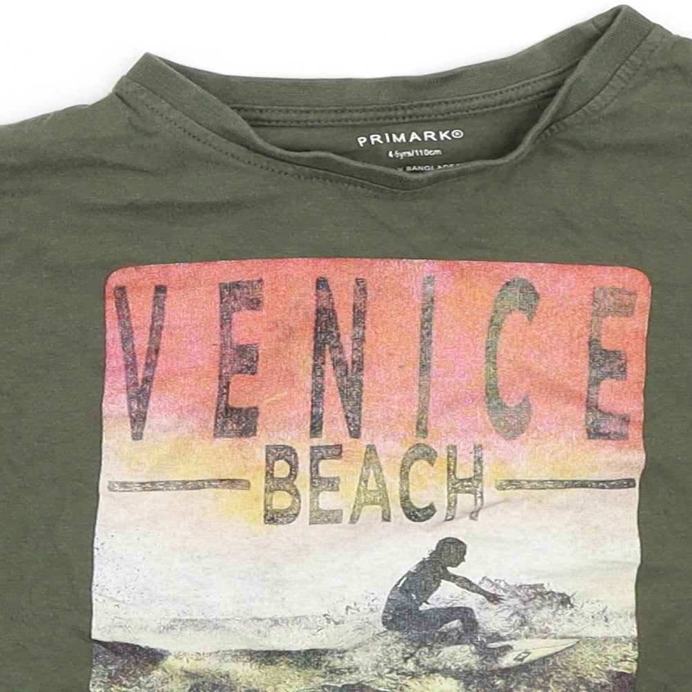 Primark Boys Green   Basic T-Shirt Size 4-5 Years  - Venice Beach California