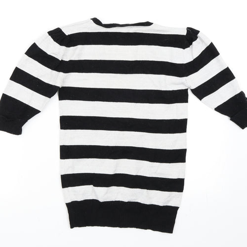 Preworn Girls Silver Striped  Pullover Jumper Size 12-13 Years