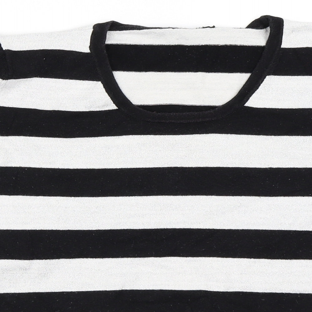 Preworn Girls Silver Striped  Pullover Jumper Size 12-13 Years