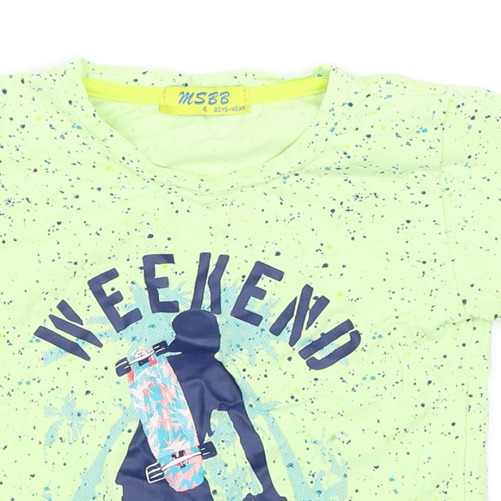 MSBB Boys Green   Basic T-Shirt Size 4 Years  - Weekend warrior