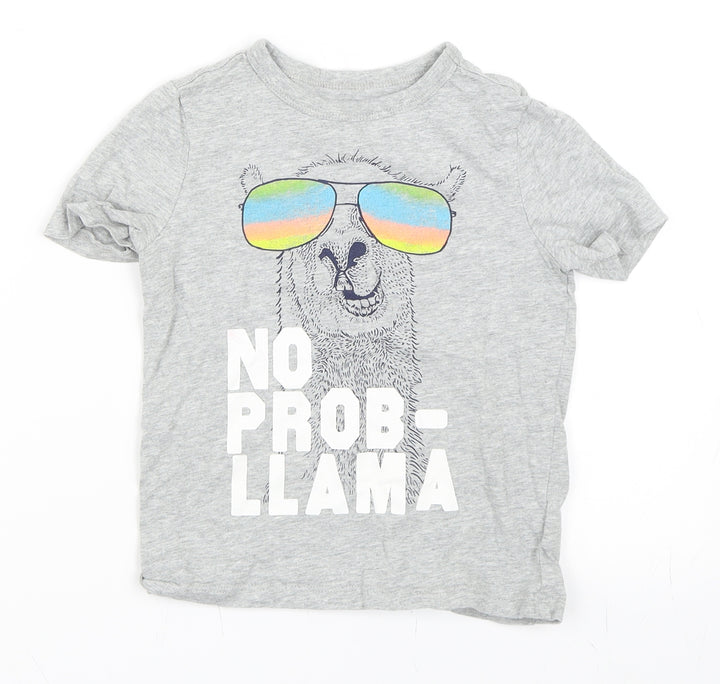 Gap Boys Grey Basic T-Shirt Size XS - Llama