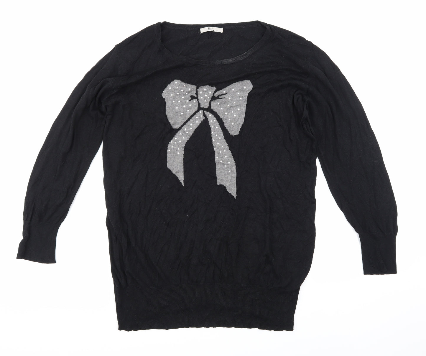 Klass Collection Womens Black  Knit Pullover Jumper Size 2XL