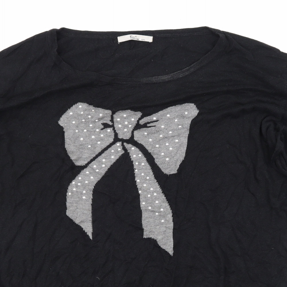Klass Collection Womens Black  Knit Pullover Jumper Size 2XL