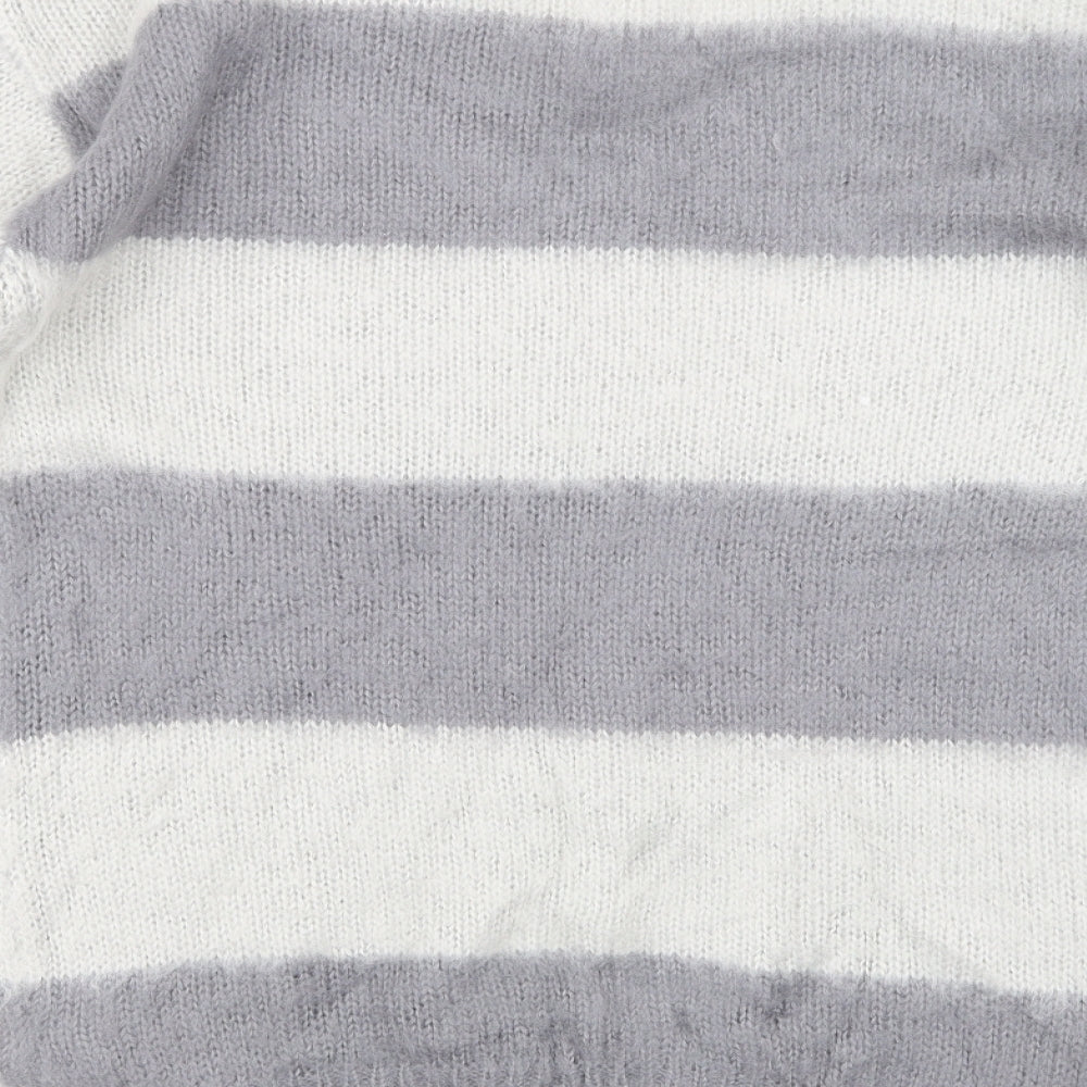 TU Womens Grey Striped Knit Pullover Jumper Size S