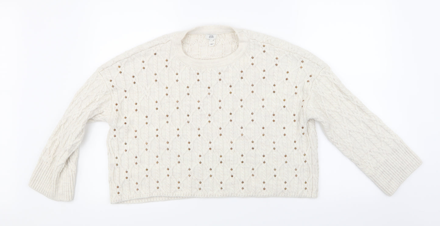 River Island Womens Beige  Knit Pullover Jumper Size M