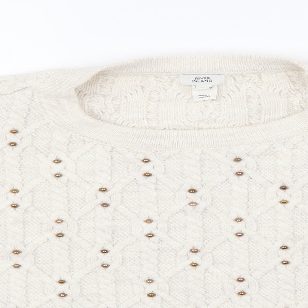 River Island Womens Beige  Knit Pullover Jumper Size M
