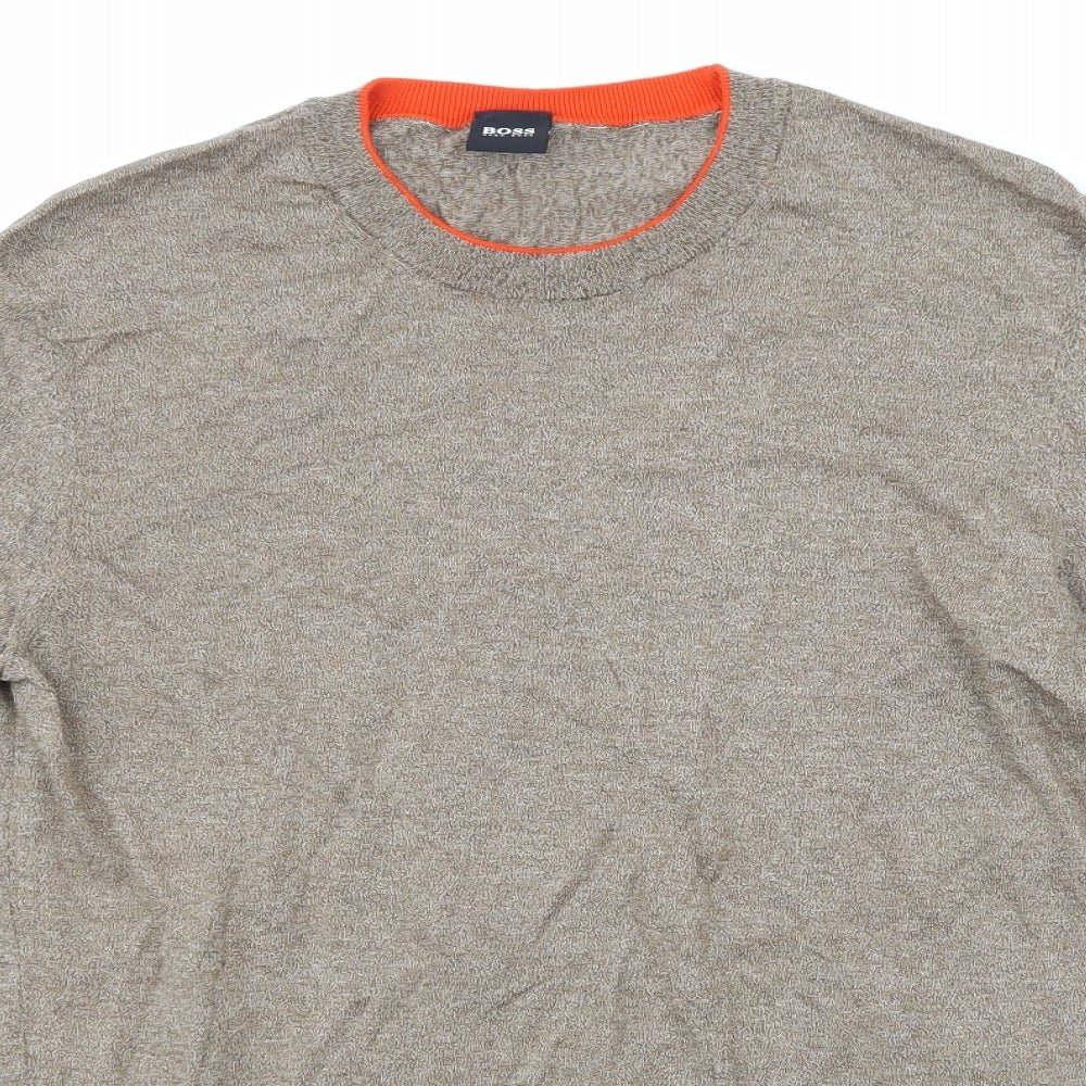 HUGO BOSS Mens Brown  Knit Pullover Jumper Size L