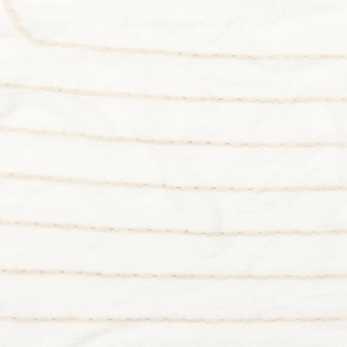 Oliver Bonas Womens White Striped Knit Pullover Jumper Size 14