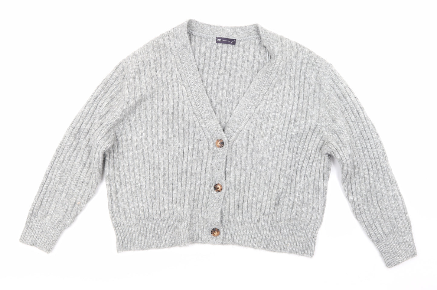 Marks and Spencer Womens Grey  Knit Cardigan Jumper Size XL