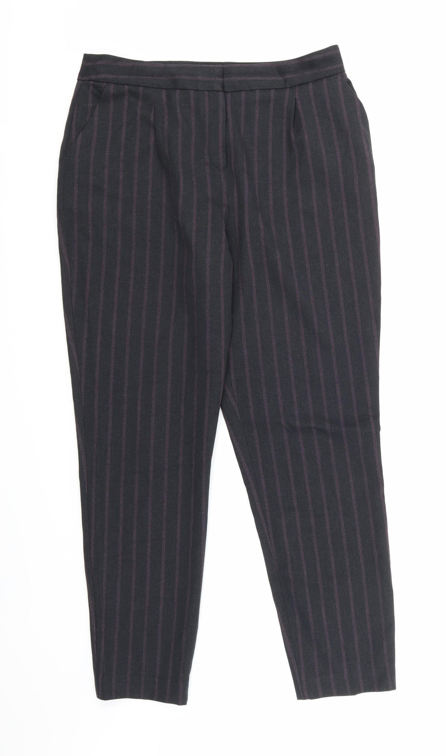 TU Womens Purple Striped  Trousers  Size 12 L25 in