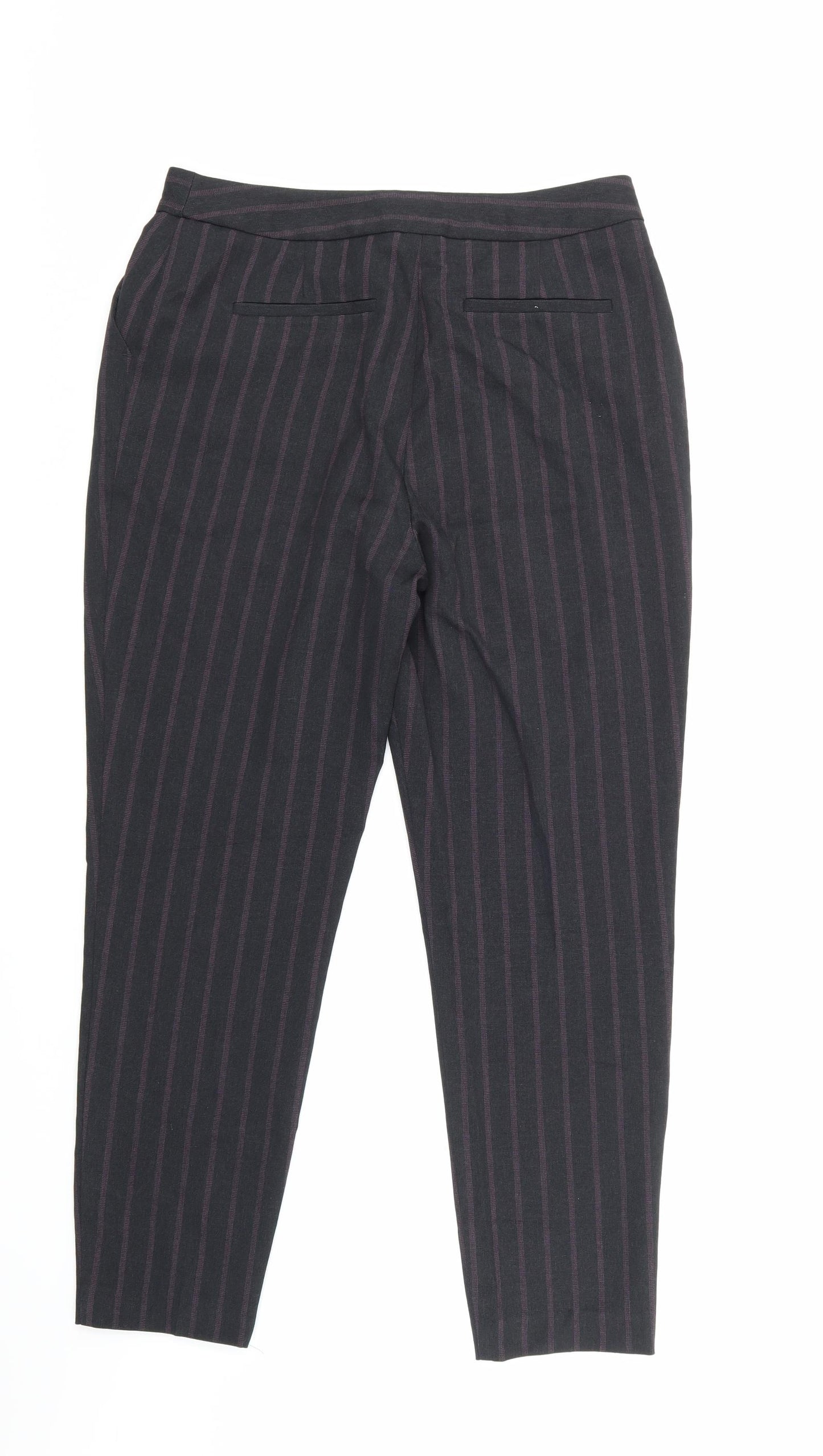 TU Womens Purple Striped  Trousers  Size 12 L25 in