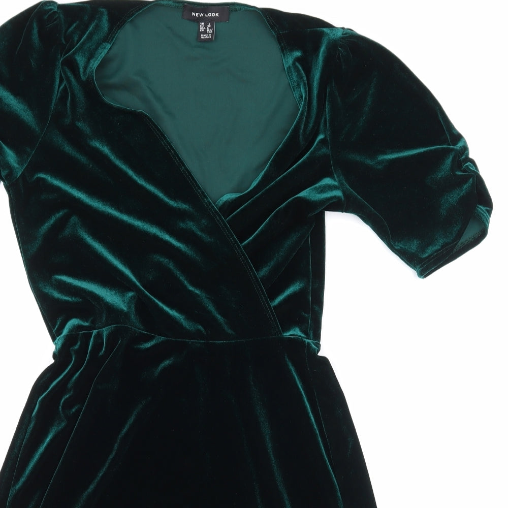 New Look Womens Green  Velour A-Line  Size 10