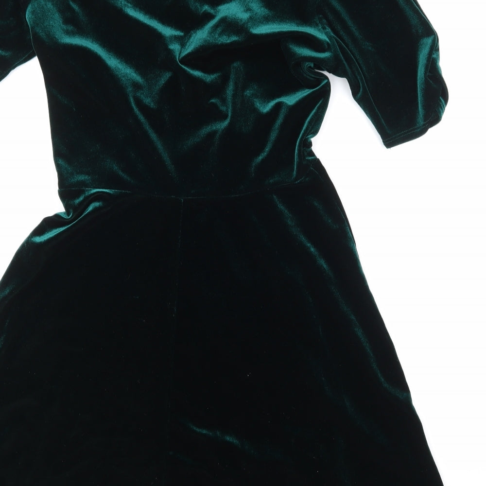New Look Womens Green  Velour A-Line  Size 10